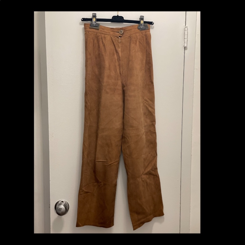 Hermes Tan Suede Wide-Leg Pants